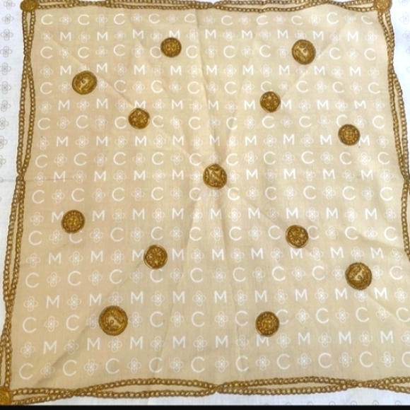 ❤ MCM Tan & Red Scrabble Design Mini Scarf Handkerchief NWT! - Picture 6 of 9